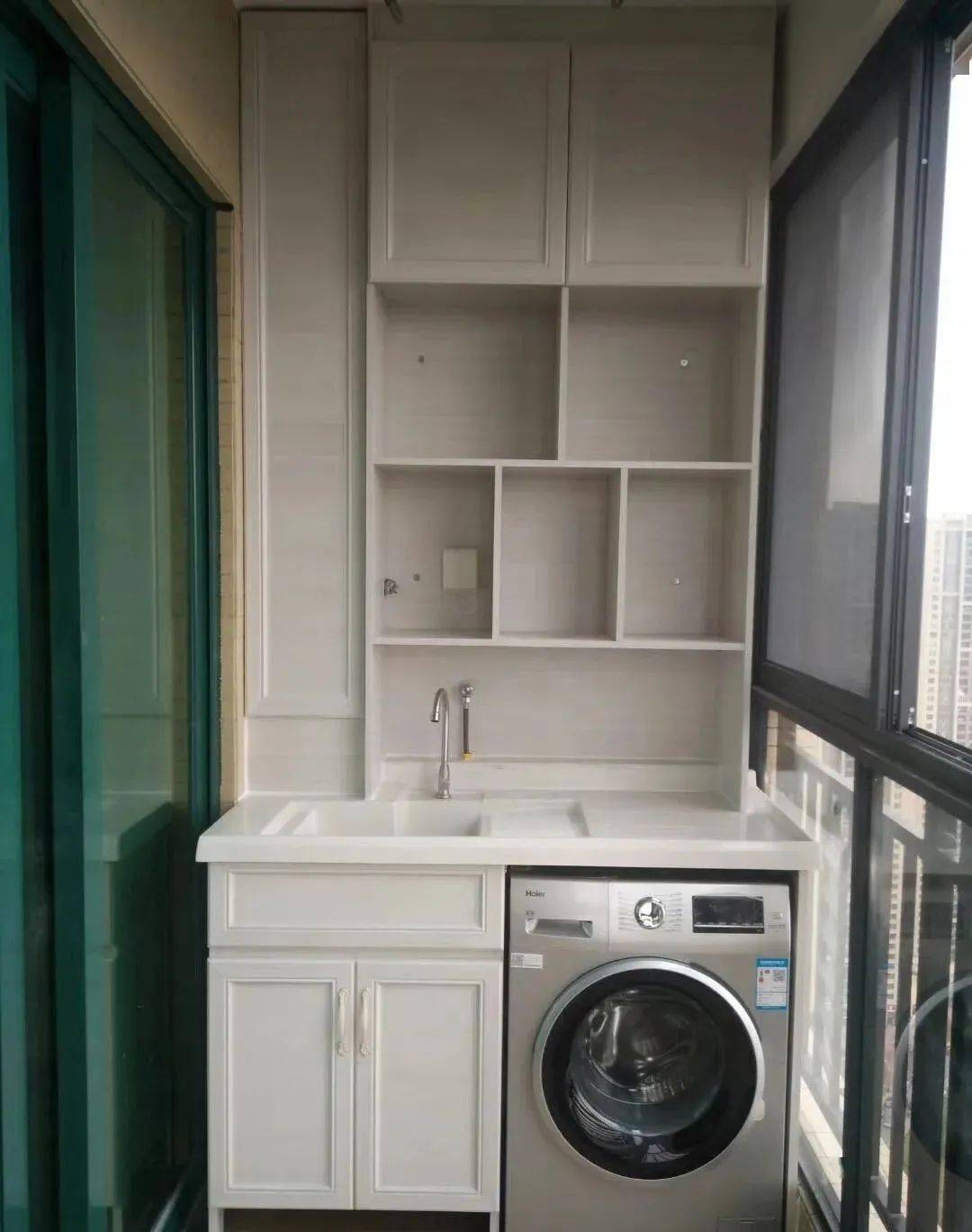 洗衣机搭配洗衣机小户型阳台这样装好看又实用