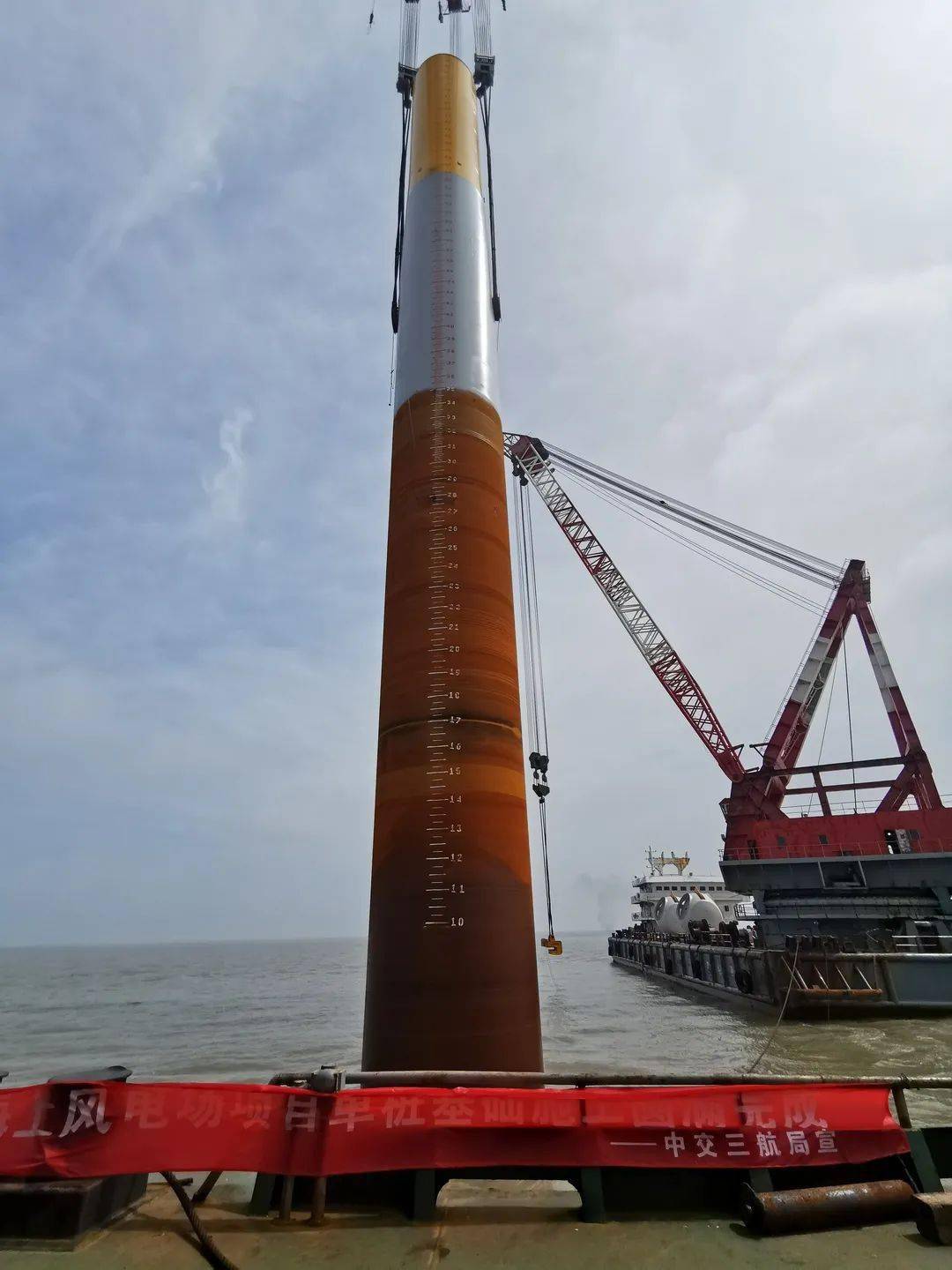 如东h14海上风电场项目50根单桩基础施工圆满完成