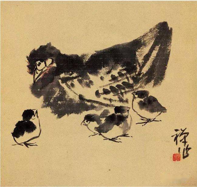 李苦禅画鸡笔酣墨畅