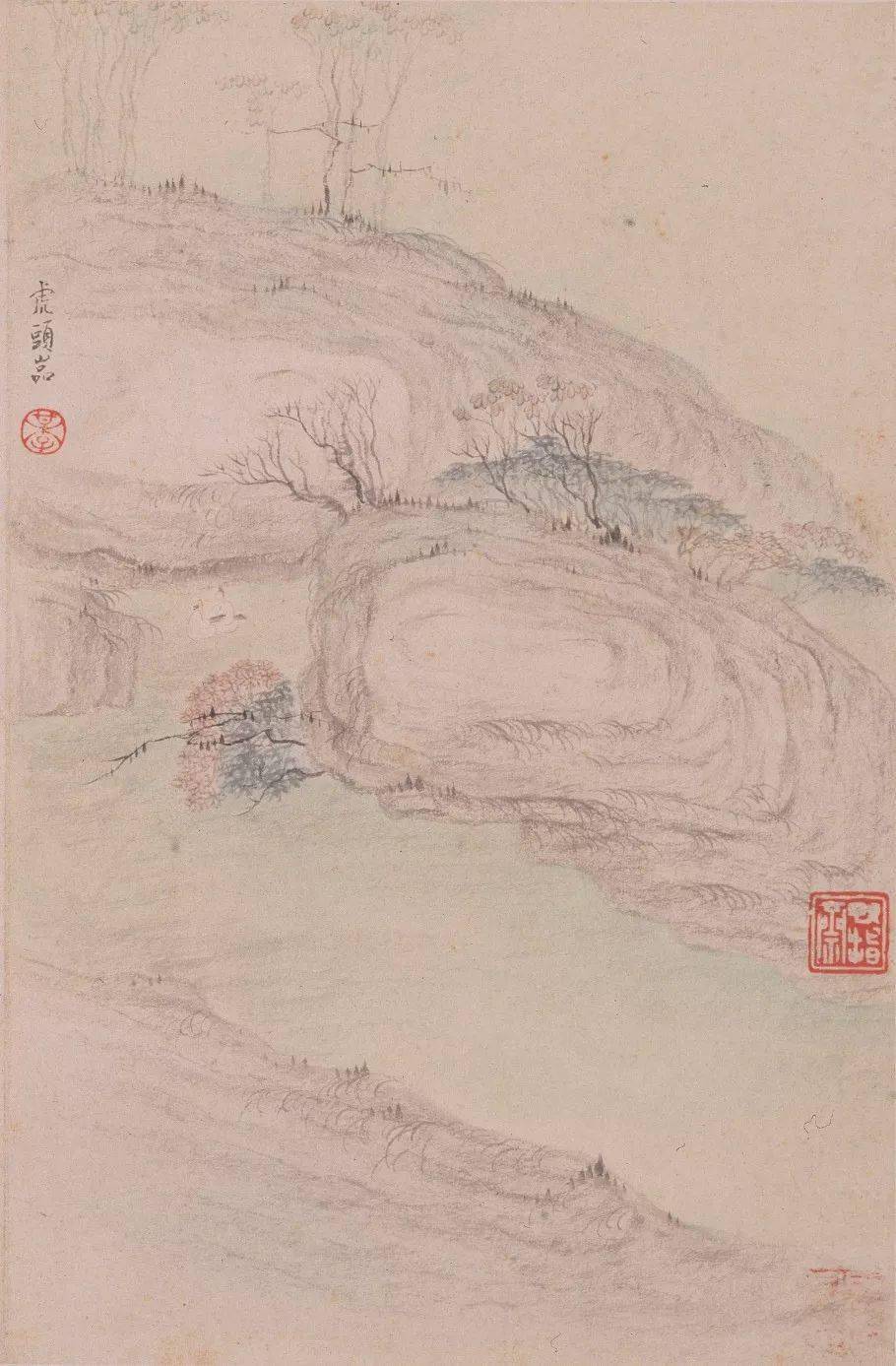 梅清《黄山十九景》欣赏这组册页画风清俊高逸,松多