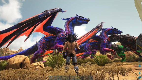 方舟生存进化成年喷火龙究竟有多强一嘴巴一只霸王龙