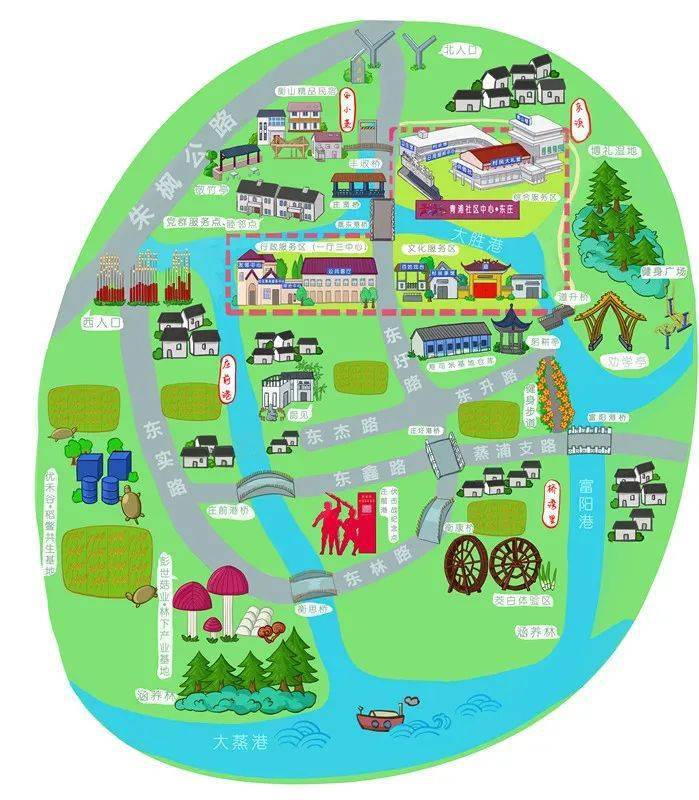 练塘东庄村"一粒米"手绘导览图新鲜出炉