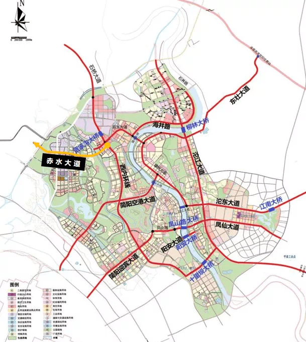 道路设计全长约5公里,建设地点位于石桥街道与赤水街道, 路线呈东西