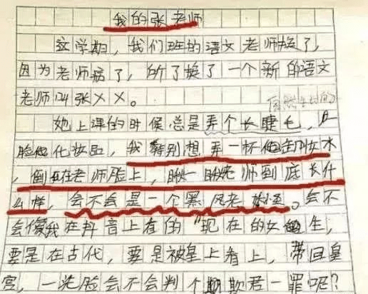 但是像今天这个小学生一样,把老师写进作文里面骂的就很少见了