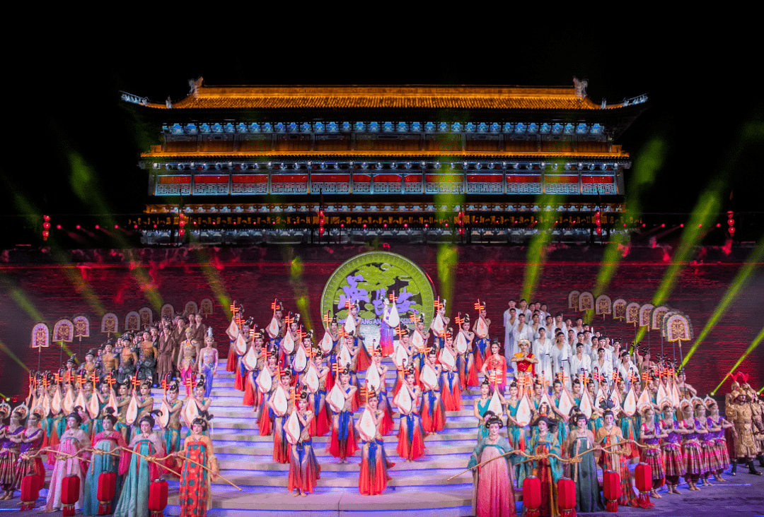 古城西安重现盛世大唐迎接贵宾的最高礼仪 西安城墙户外大型文艺演出