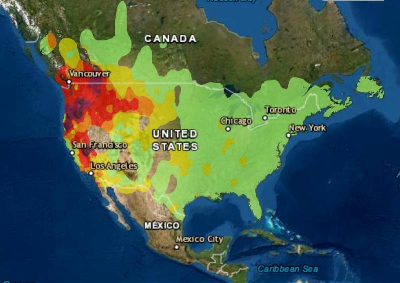 美國西海岸山火致空氣汙染指數爆表煙塵飄到東海岸甚至歐洲