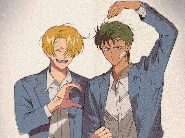 海贼王:"索香"新作分享,校园风浪漫又甜蜜,暗黑风危险又性感_索隆和