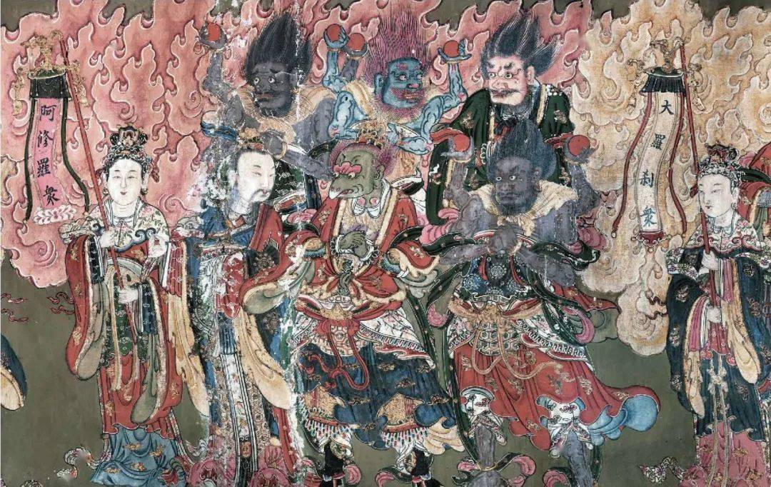 南墙壁画(局部二)阿修罗众生具有天神的威力与神通,却无善行,与鬼域有