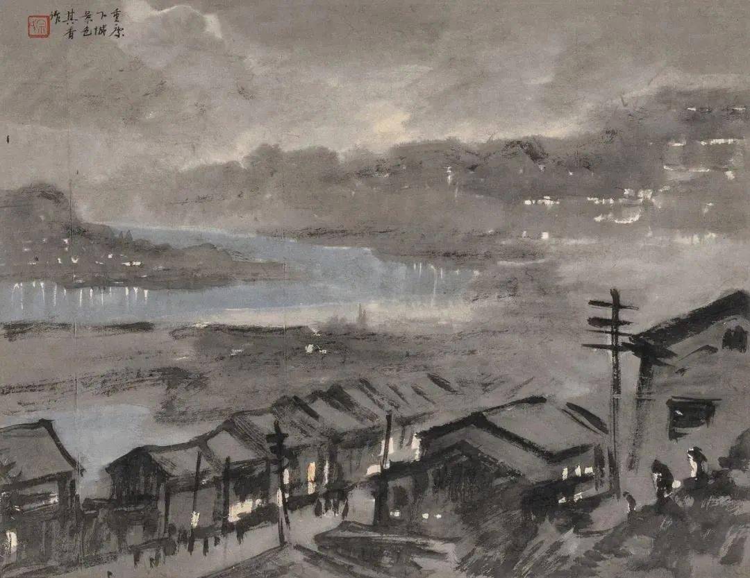 他笔下的夜景山水独树一帜