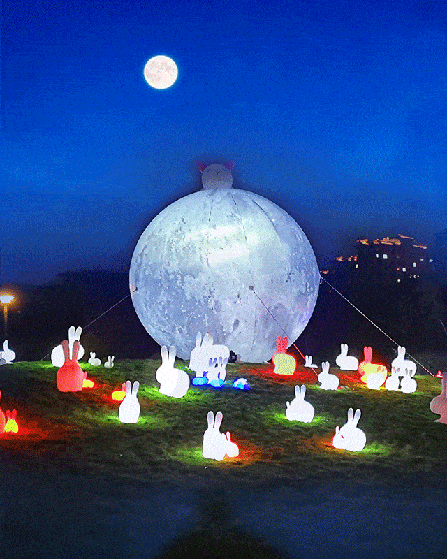 地上的月亮愈发皎洁拥着月亮仰望星空萌萌哒的玉兔,可盐可甜,可爱治愈