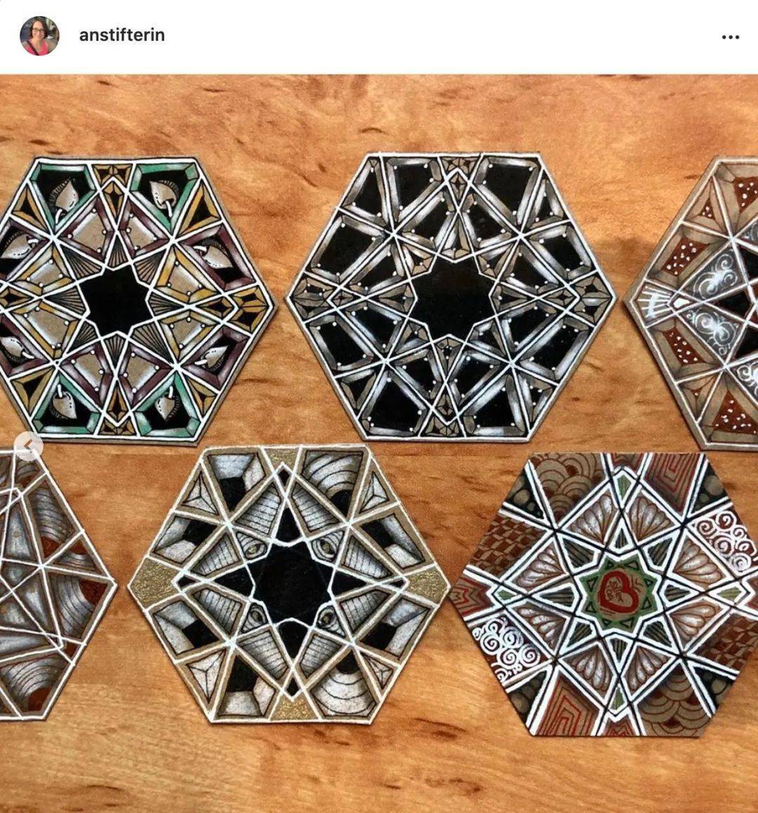 每天一张禅绕画心形网格禅绕heartangles