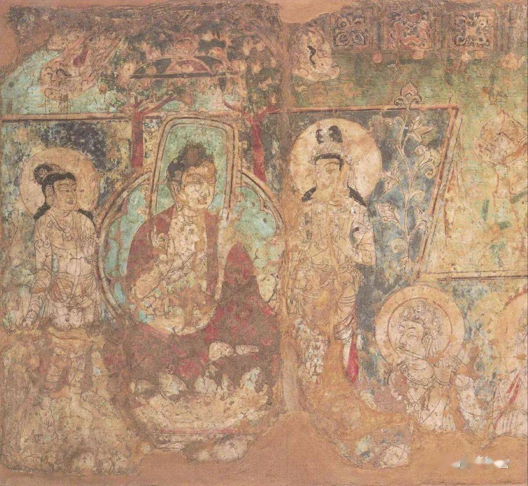 敦煌壁画观经变相图局部敦煌壁画佛弟子头部敦煌壁画睒子经变相图敦煌