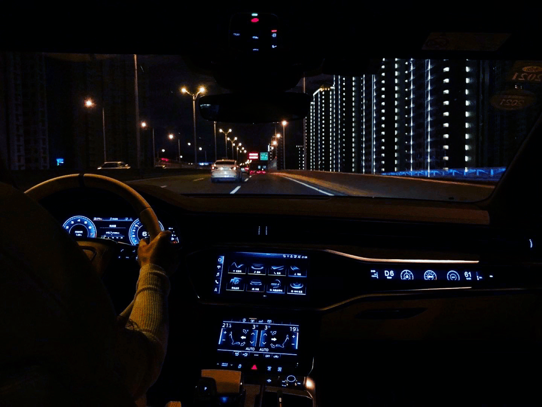 晚上坐副驾驶拍的夜景图片