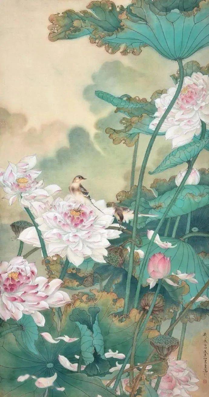 任重 荷花这是画家任重笔下一组荷花图,宛若静女其姝,让人甚是喜欢!