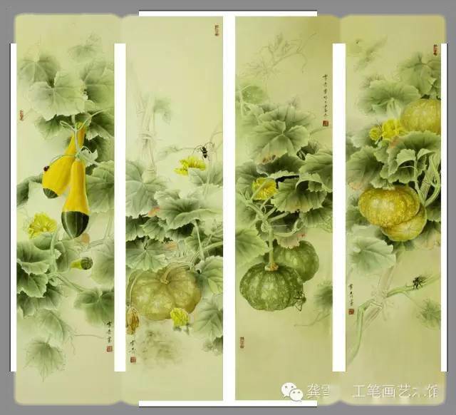 龚雪青工笔画瓜园飘香系列隔着画都闻到了瓜香