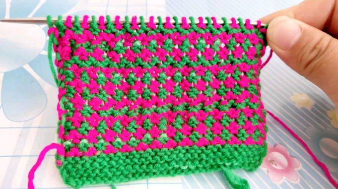 毛衣花样双色梅花的编织方法