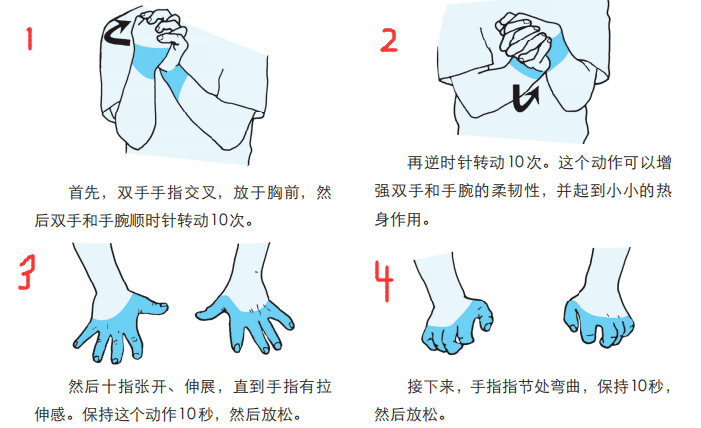 做好双手,手腕以及前臂的拉伸,这很重要!