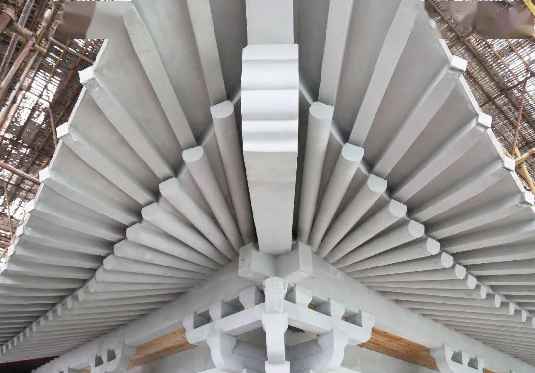 一体化椽子模板设计立面图椽子及飞椽一体模板设计立面示意图古寿胜寺