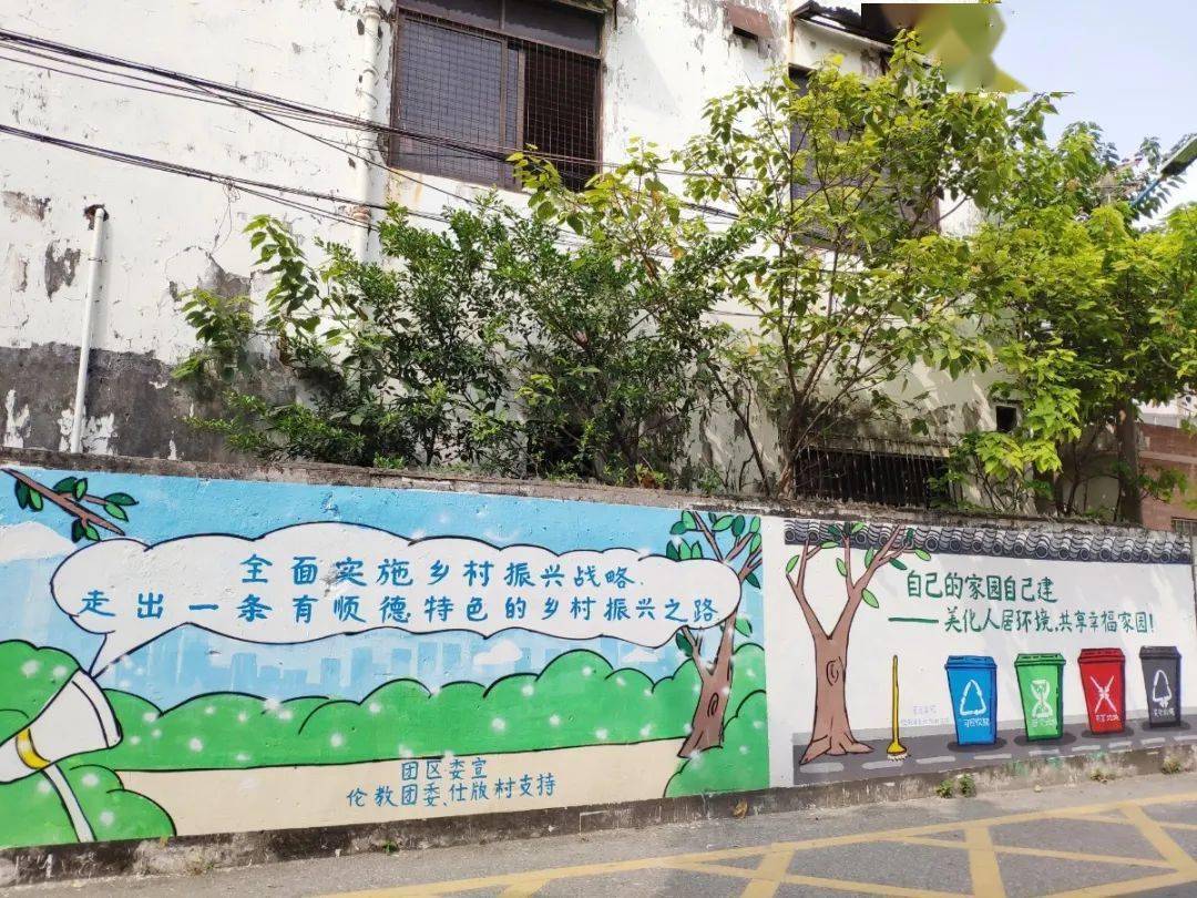 工业园改造""垃圾分类""人居环境整治"等关键词进行墙绘作品的绘制