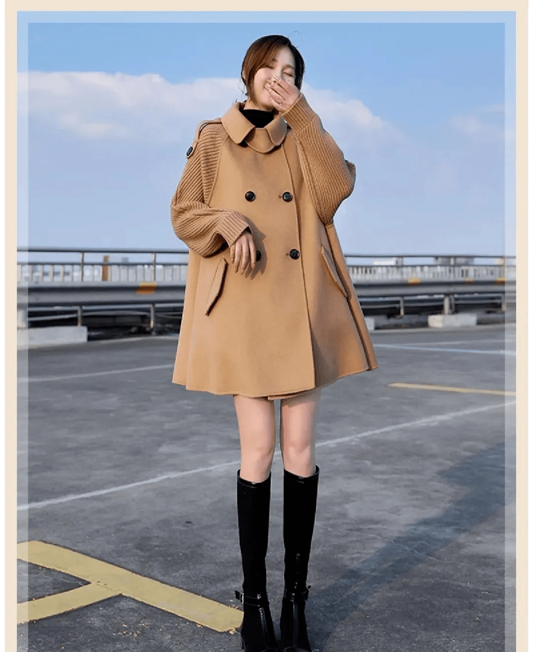 a型大衣主要的特点就是"上窄下宽",能在视觉上起到拉长下半身的作用