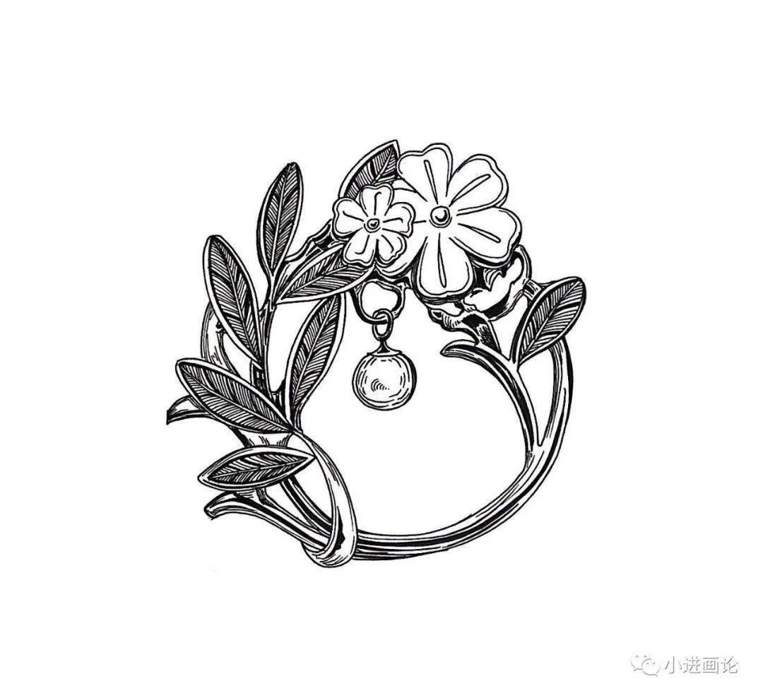 线描打卡教程第三期第4次一枚小花胸针