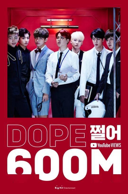 防弹少年团dopemv油管点击量突破6亿次最多破6亿mv韩国歌手最高纪录