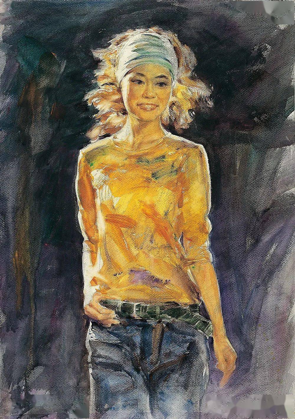 廖学军《美丽传说》水彩 108cm×78cm邱敏君《热土之三》水彩 110cm