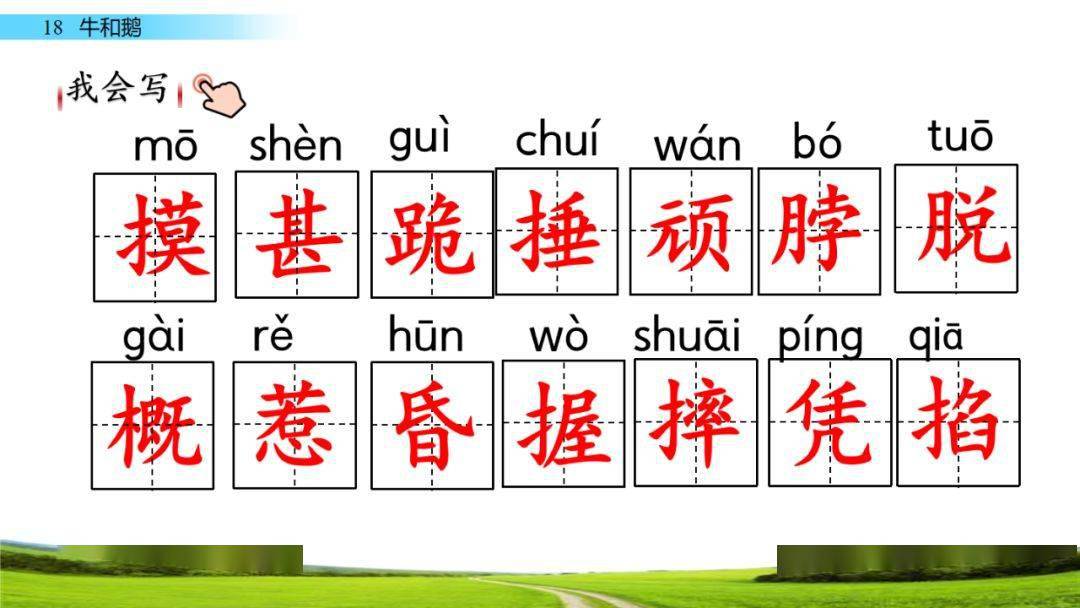 预习四年级上册第18课牛和鹅图文讲解同步练习及答案