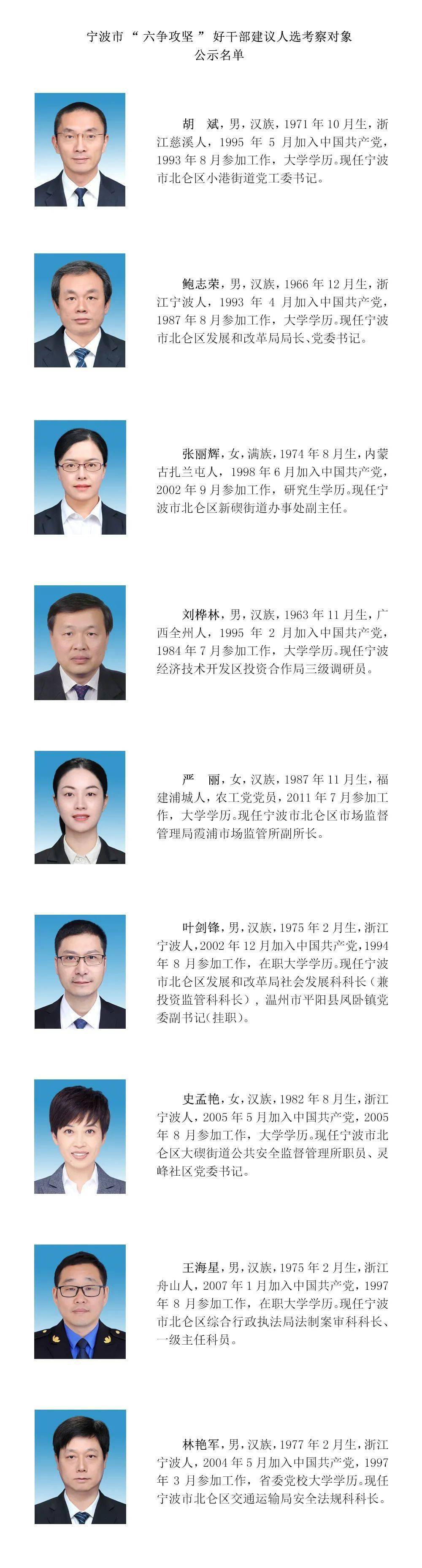 北仑9名同志被公示了快看看他们是谁