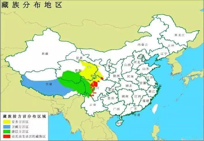 的卫藏地区"安多"分布在甘南,青海和川西北的阿坝藏族羌族自治州等地