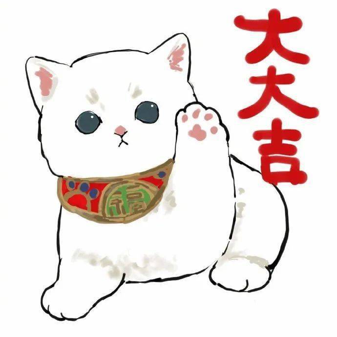 国外画师画的"大吉大利"系列猫猫插画!太可爱了!有招财猫内味!