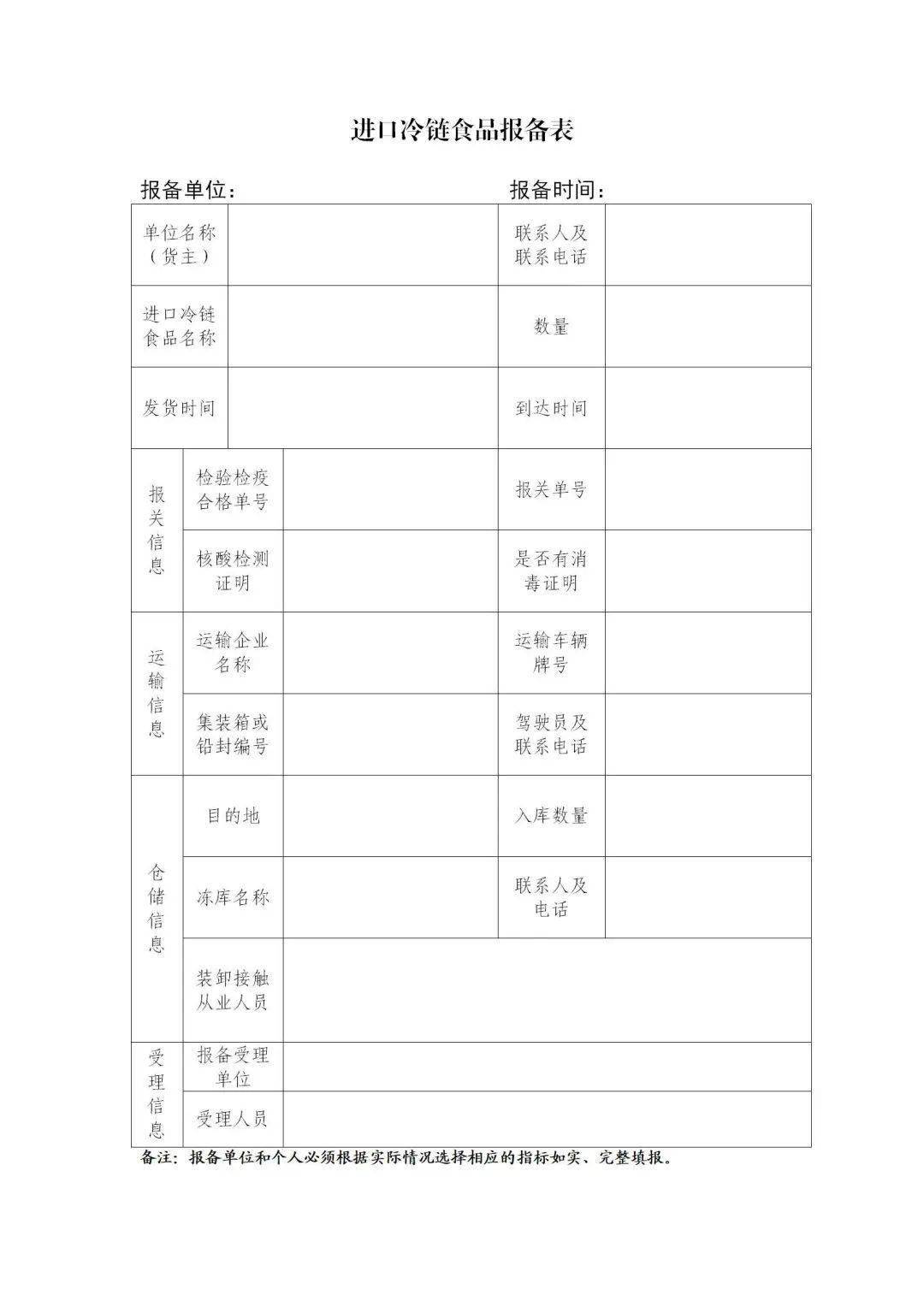 疫情防控關於做好進口冷鏈食品信息報備等工作的通知