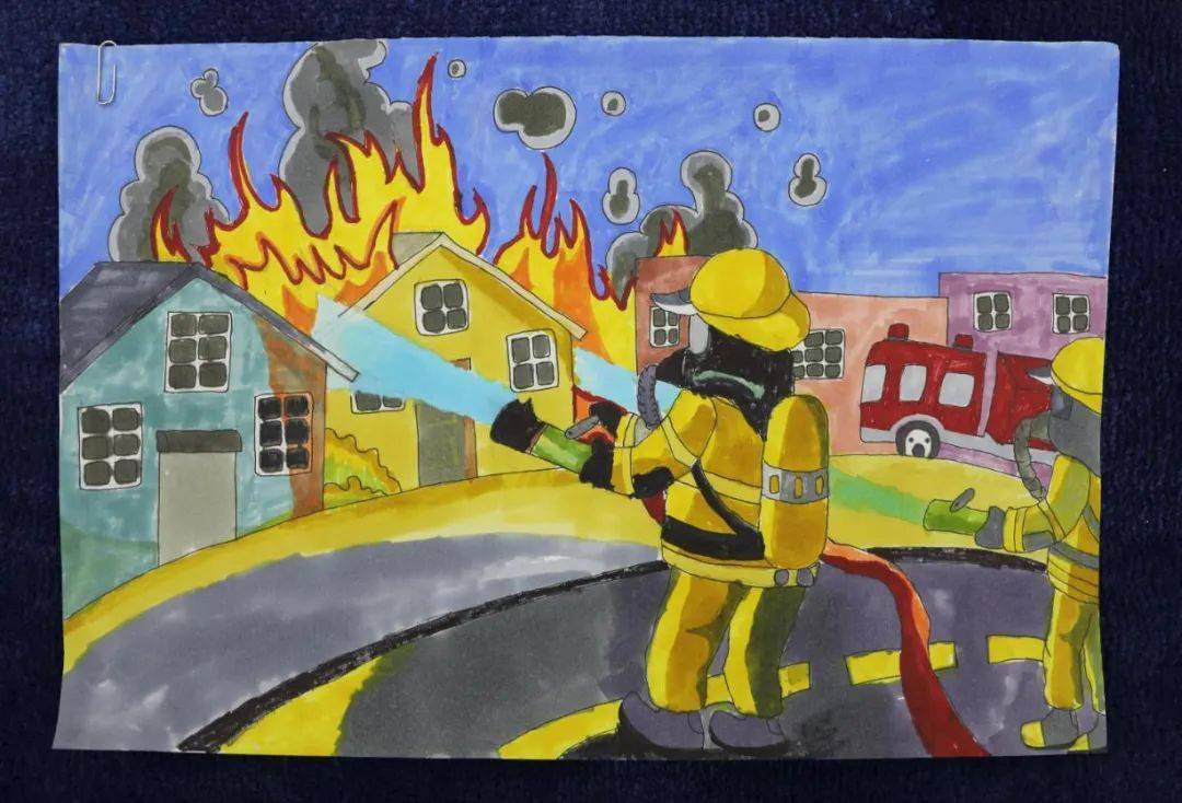 关于消防的绘画 简单图片