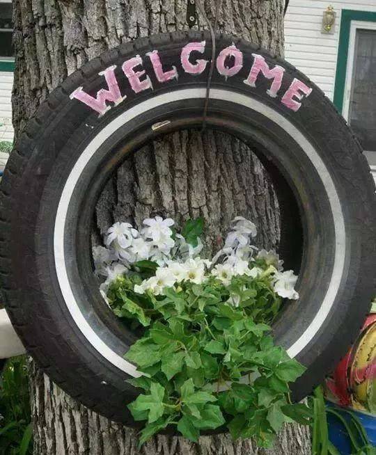 廢舊輪胎diy製作裝扮出一個有意思的幼兒園環境