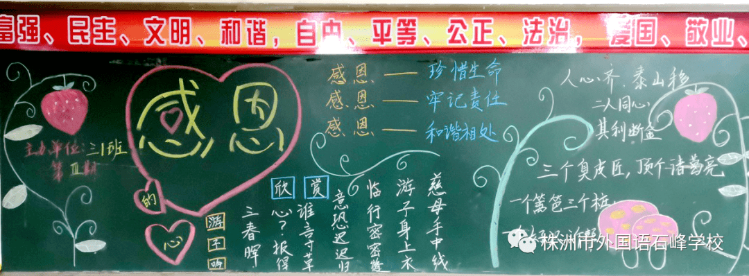 心存感恩与爱同行11月感恩节黑板报评比