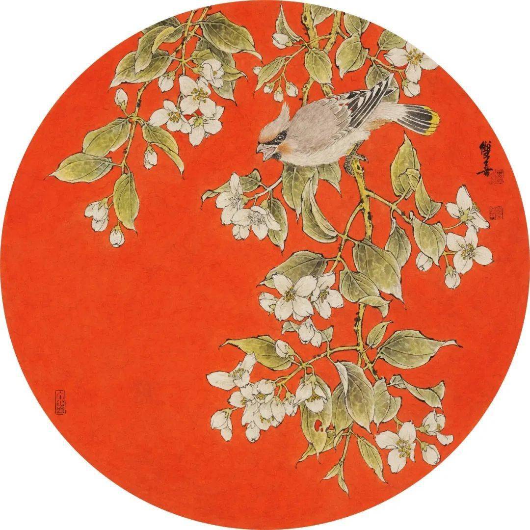 万年中国红-河北省花·省鸟太平花·太平鸟《盛世太平》58x58cm万年