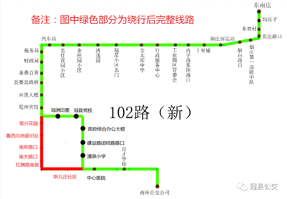 冠县城区公交临时绕行通知