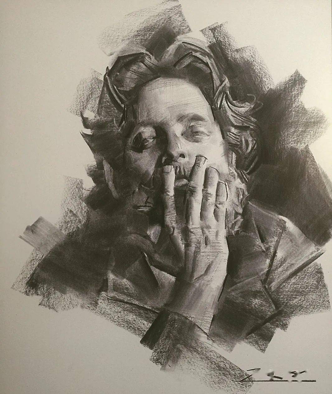 用木炭条画素描,笔触大刀阔斧,调子666,每次用它画画,都有一种自己