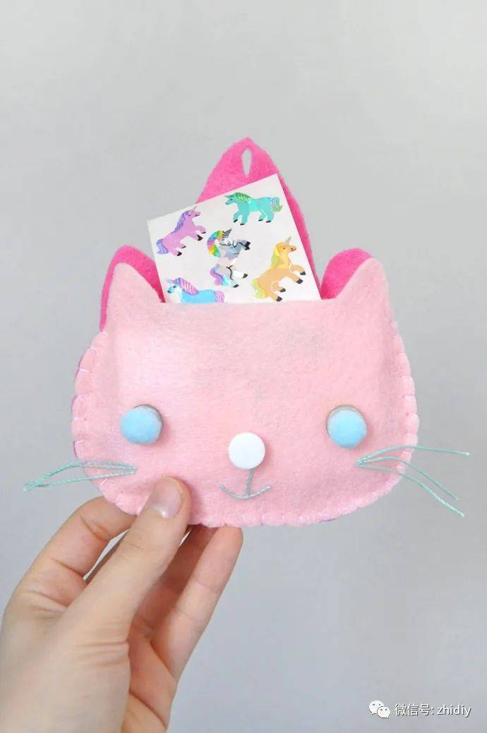 不织布小熊装饰带,青蛙大嘴收纳袋,小猫整理袋图解教程来啦!