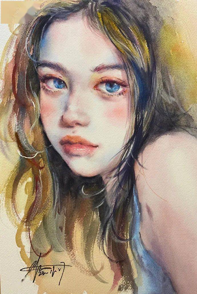 水彩人物系列太仙了眼里有光