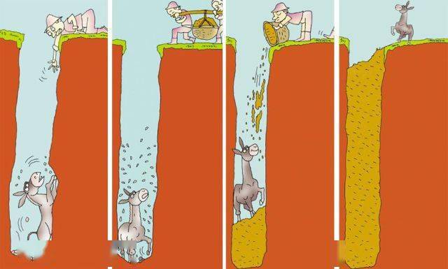 献给正在郁闷的人有一头驴,掉到了一个很深很深的废弃的陷阱里.