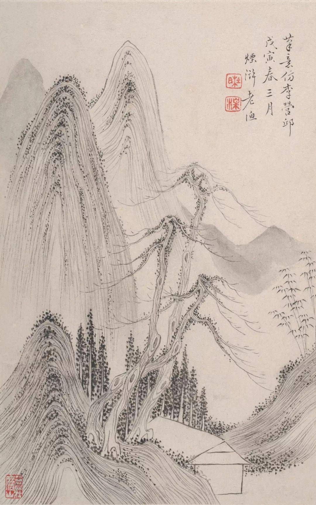 (清)杜湘山水册,有清气!
