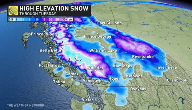 根据加拿大环境部的预测,未来七天之内,大温地区的天气是这样的:雨,雨