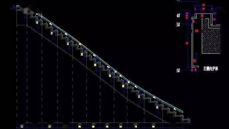 石材旋转楼梯cad素材正面与侧面平面图参考