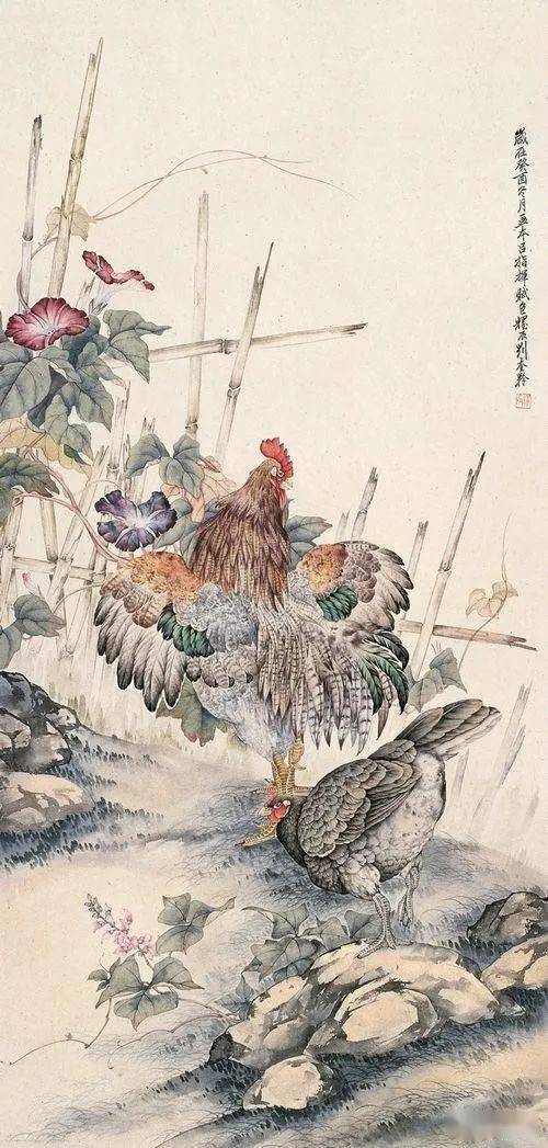 刘奎龄工笔画鸡欣赏