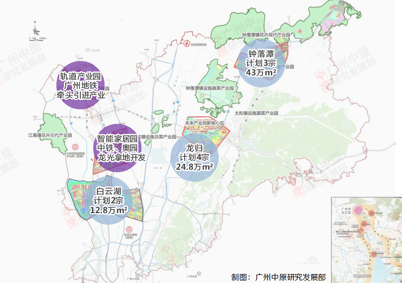 其中白雲湖,鍾落潭健康城,龍歸為2021年公開招拍掛宅地重點.