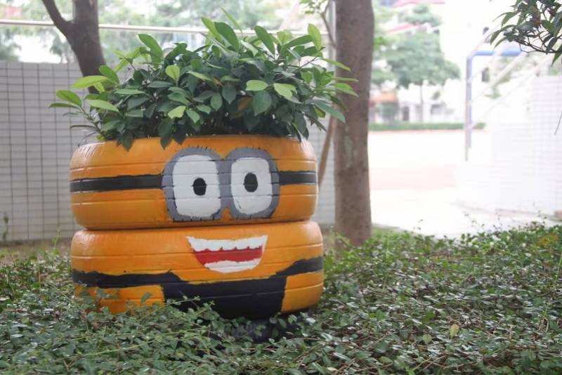 废篮球变花盆,塑料管变鱼池,珠海一小学变废为宝的方式获赞