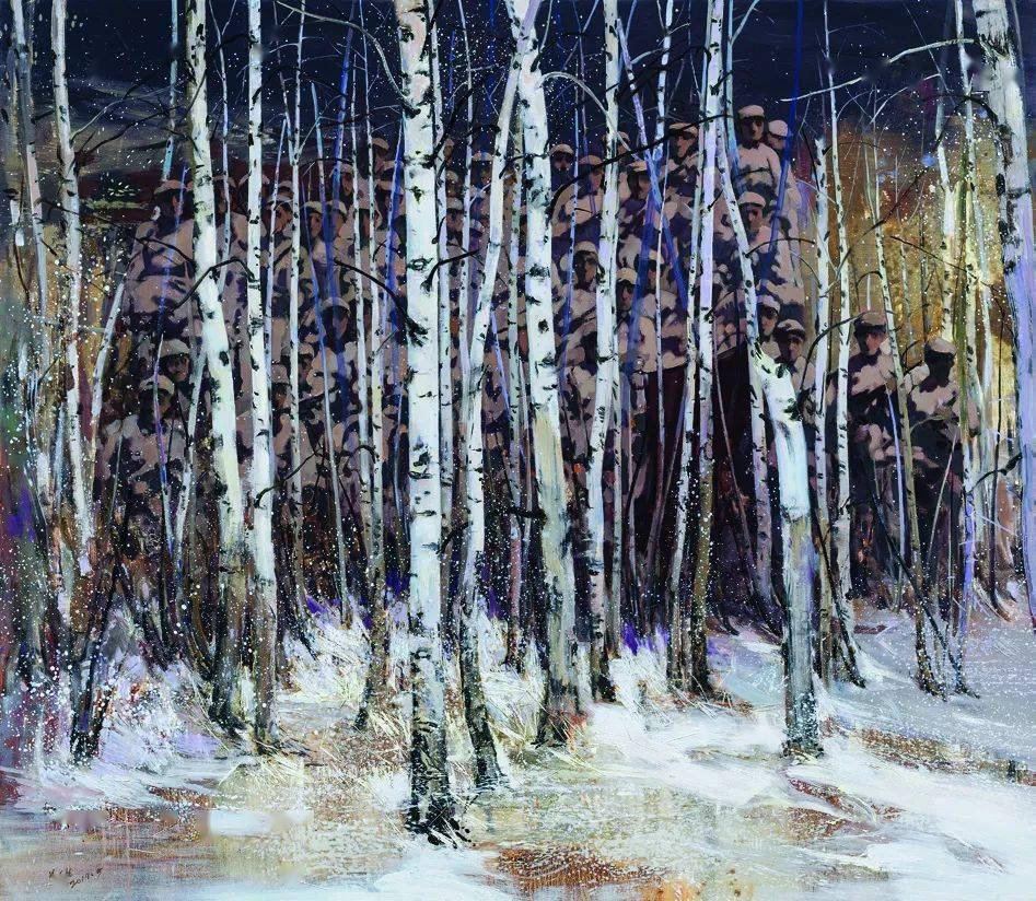 油画 180×150cm 金敏《丝绸之路—忙碌的尕马子》油画 90×180c