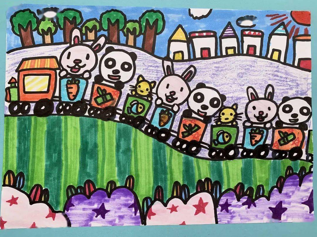 有趣的间隔排列记长安中心小学三年级数学创意画活动