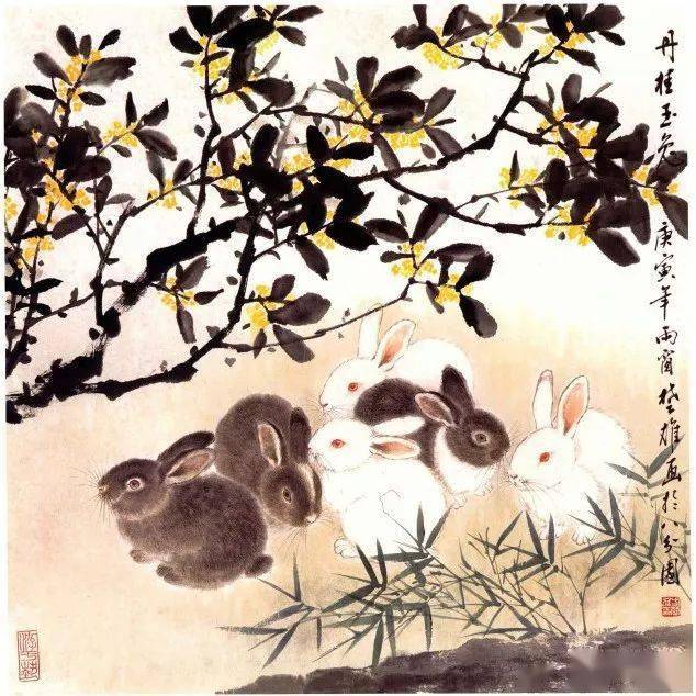 现当代名家方楚雄画兔作品欣赏